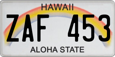 HI license plate ZAF453