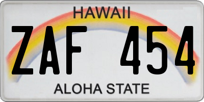 HI license plate ZAF454