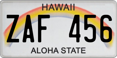 HI license plate ZAF456