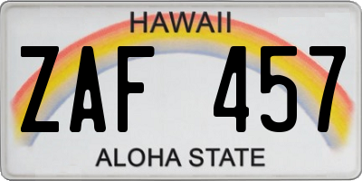 HI license plate ZAF457