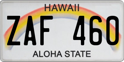HI license plate ZAF460