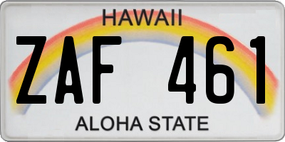 HI license plate ZAF461