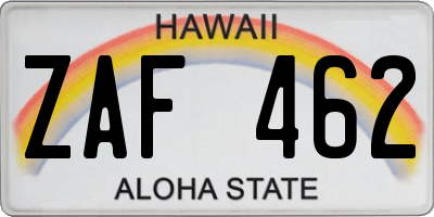 HI license plate ZAF462