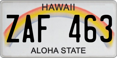 HI license plate ZAF463