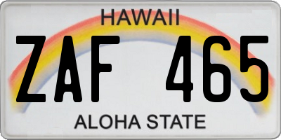 HI license plate ZAF465