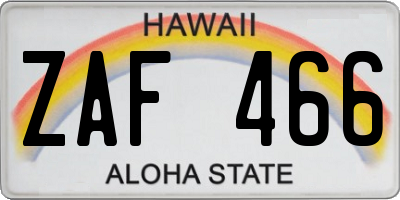 HI license plate ZAF466