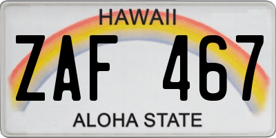 HI license plate ZAF467
