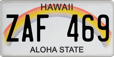 HI license plate ZAF469