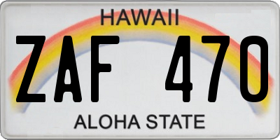 HI license plate ZAF470