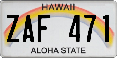 HI license plate ZAF471