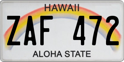 HI license plate ZAF472