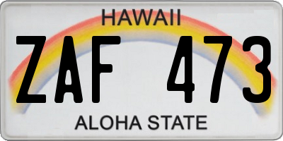 HI license plate ZAF473