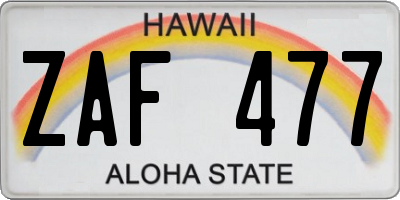HI license plate ZAF477