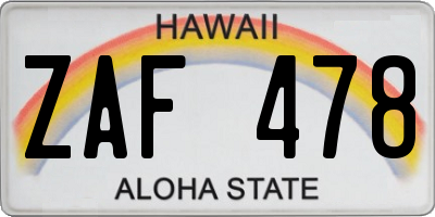 HI license plate ZAF478