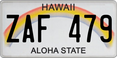 HI license plate ZAF479