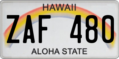 HI license plate ZAF480