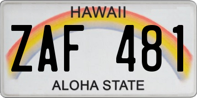 HI license plate ZAF481