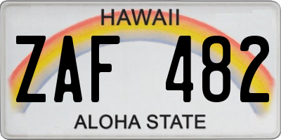 HI license plate ZAF482
