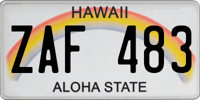 HI license plate ZAF483