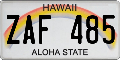 HI license plate ZAF485