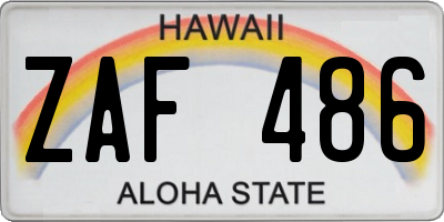 HI license plate ZAF486