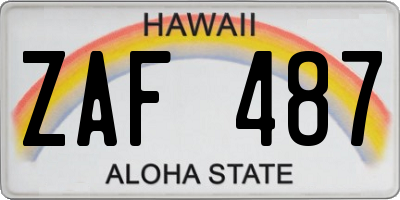 HI license plate ZAF487
