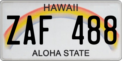 HI license plate ZAF488