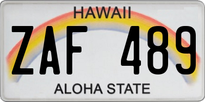 HI license plate ZAF489