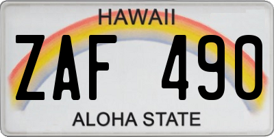 HI license plate ZAF490