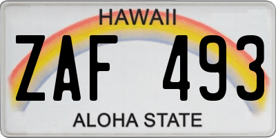 HI license plate ZAF493