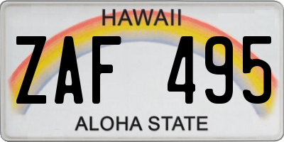 HI license plate ZAF495