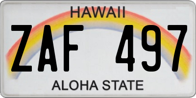 HI license plate ZAF497
