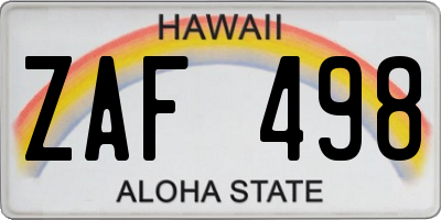 HI license plate ZAF498