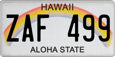 HI license plate ZAF499