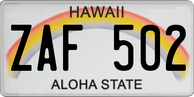 HI license plate ZAF502