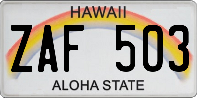 HI license plate ZAF503