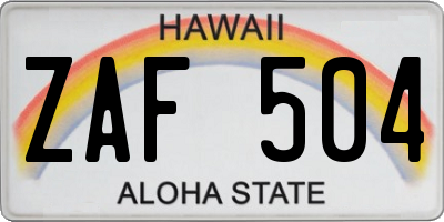 HI license plate ZAF504