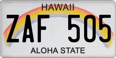 HI license plate ZAF505