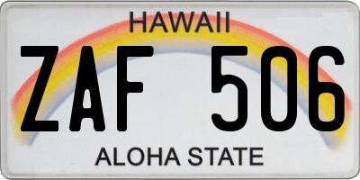 HI license plate ZAF506
