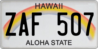 HI license plate ZAF507