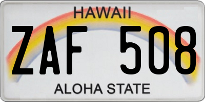 HI license plate ZAF508