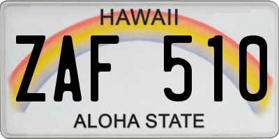 HI license plate ZAF510