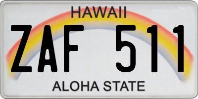 HI license plate ZAF511