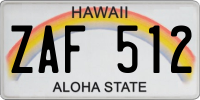 HI license plate ZAF512