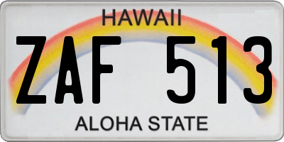 HI license plate ZAF513