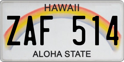 HI license plate ZAF514