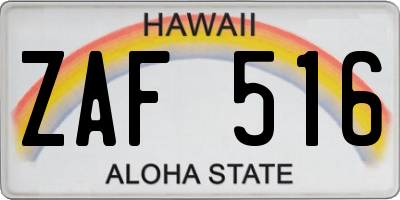 HI license plate ZAF516