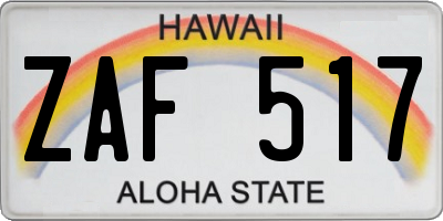 HI license plate ZAF517