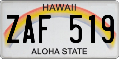 HI license plate ZAF519
