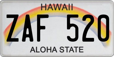 HI license plate ZAF520